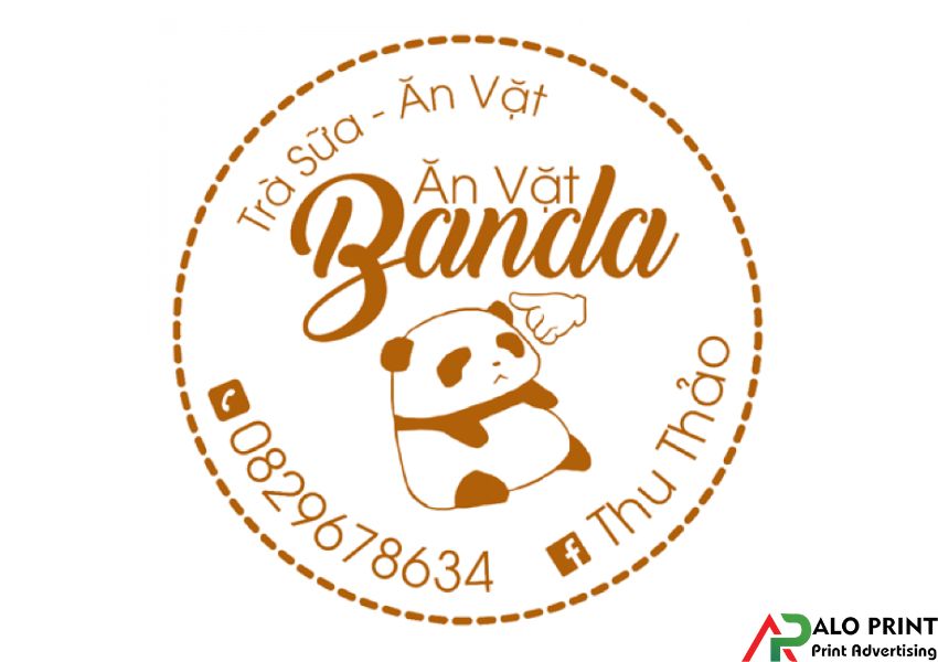 Mẫu logo in ly trà sữa ăn lặt vặt panda