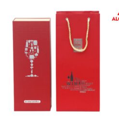 Túi giấy đựng rượu màu đỏ in hình