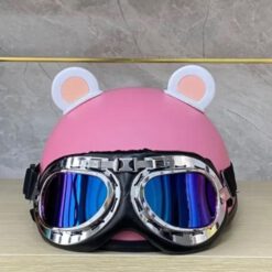 Nón bảo hiểm hồng nửa đầu kính phi công