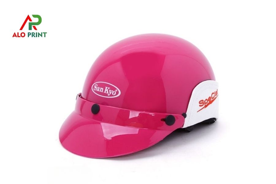 Nón bảo hiểm nửa đầu màu hồng lưỡi trai rời