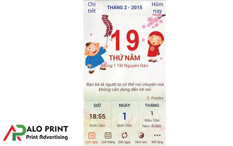Dựa vào vị trí hiển thị trên trang lịch Dựa vào vị trí hiển thị trên trang lịch