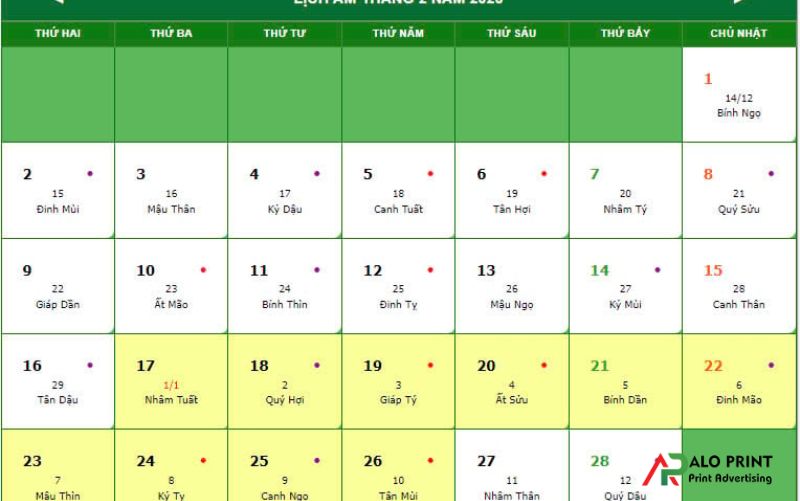 Tết âm lịch vào ngày bao nhiêu mỗi năm?